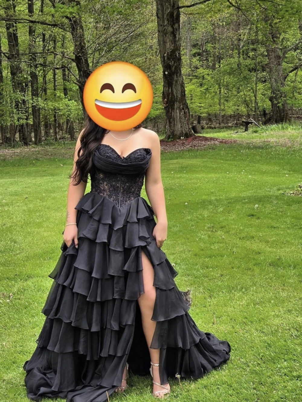 Black Ruffle Prom Dress Like New